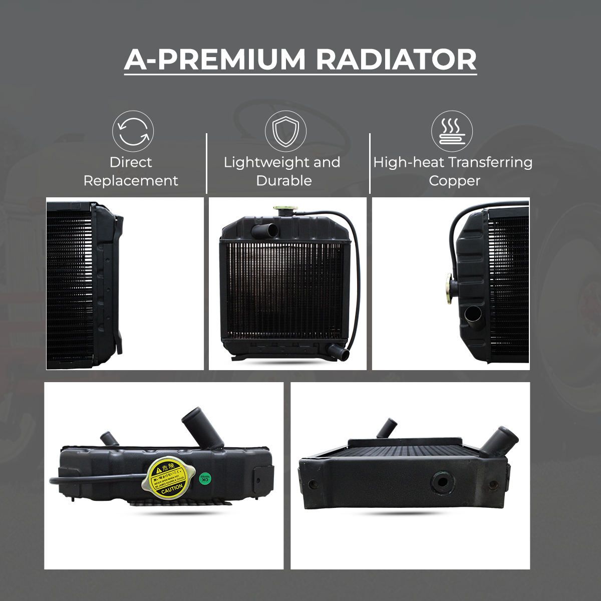 Copper Radiator fits Kubota Tractor B6100, B7100, B6100DP (NON HST)