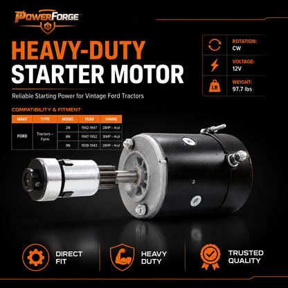 12V Starter Motor fits Ford 8N, 9N, 2N (1939-1952)