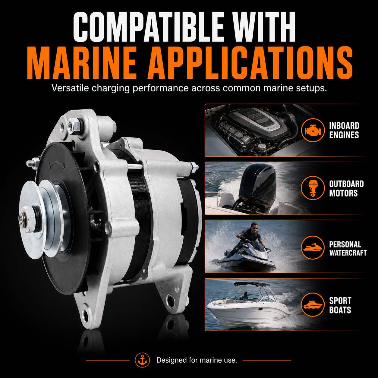 12V 70A Universal-Schiffslichtmaschine, passend für verschiedene Boote, Prestolite