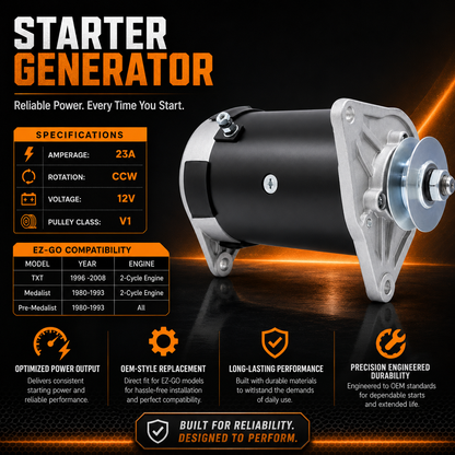 12V 23A Startergenerator passend für EZ-GO Medalist &amp; Pre-Medalist (1980-1993)