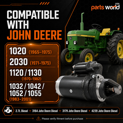 12V 3kW Starter fits John Deere 1020(1965-1973), 1030(1970-1982)