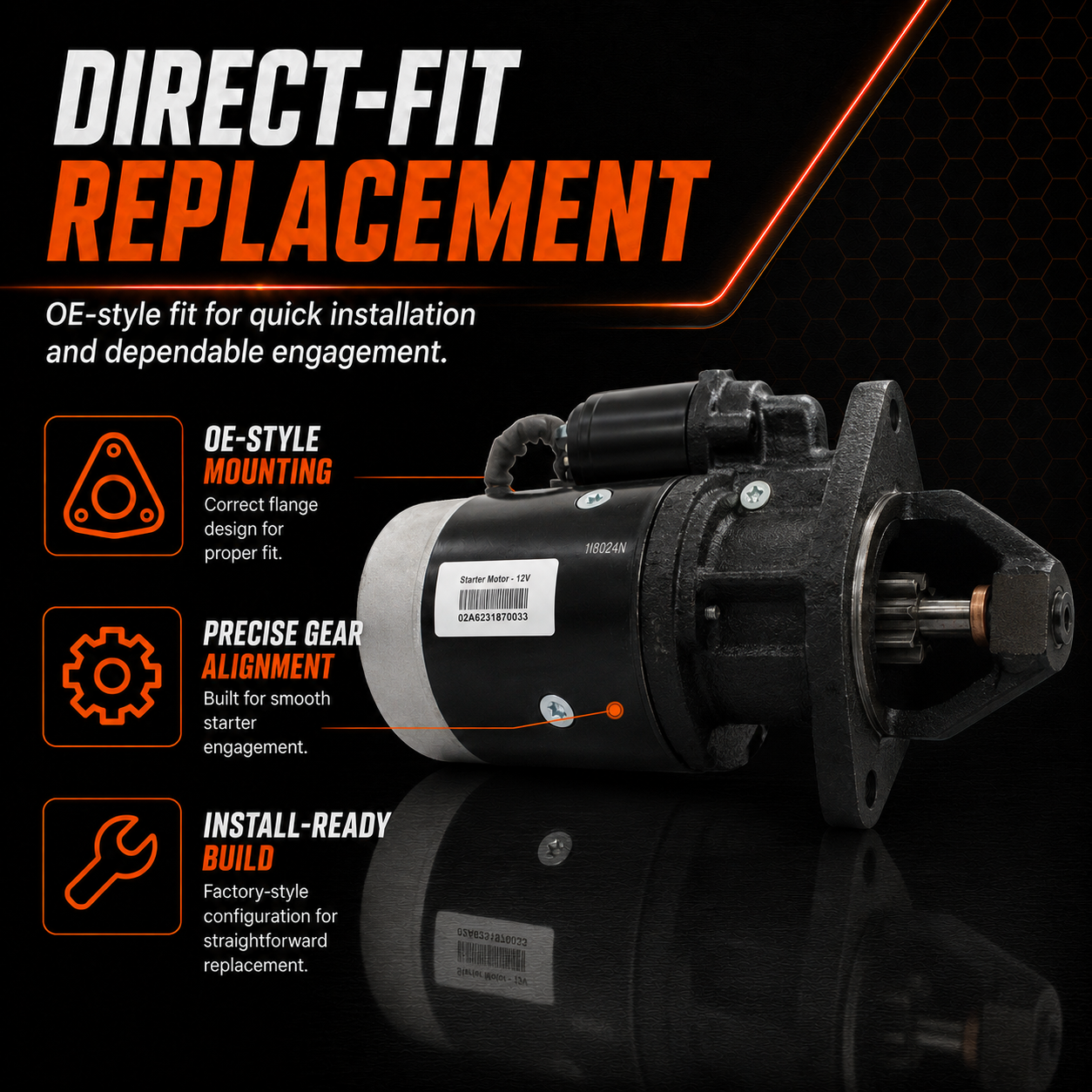 12V 3.1kW Starter Motor fits Ford 555E, 575E New Holland 3230, 3430