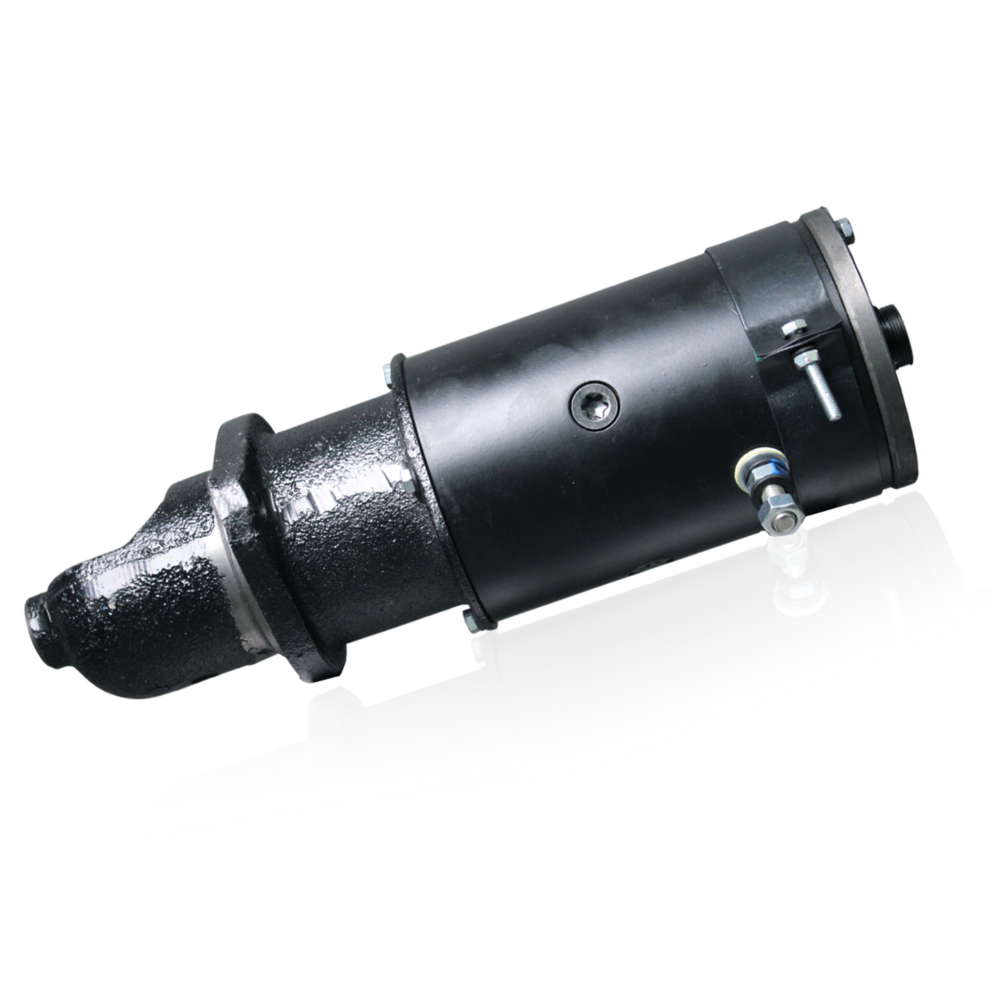 Side angle view of 6V starter motor for Massey Ferguson TO-20 TO-30
