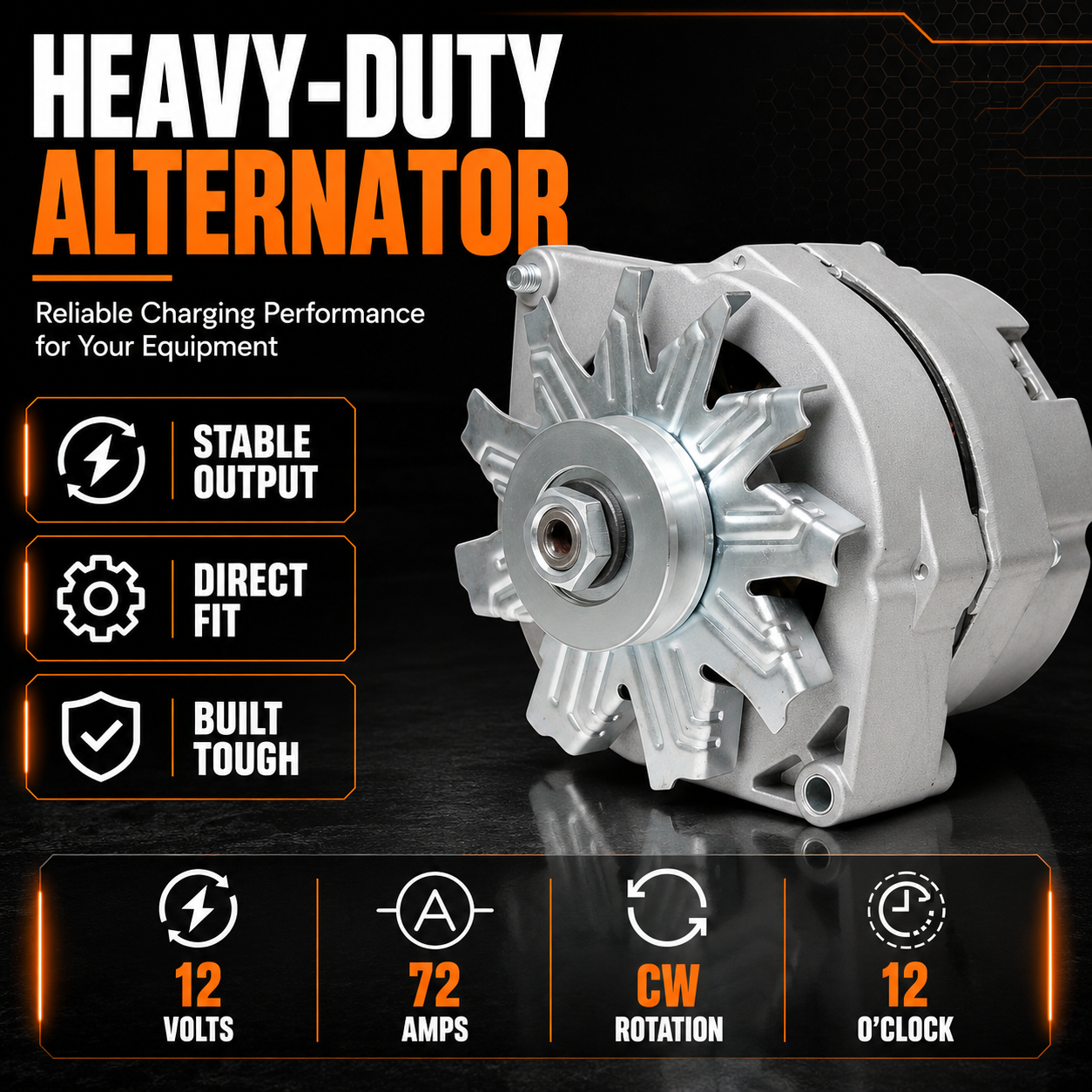 12V 72A Lichtmaschine passend für Allis Chalmers 7000 7010, FORD 296C (1985-1992)