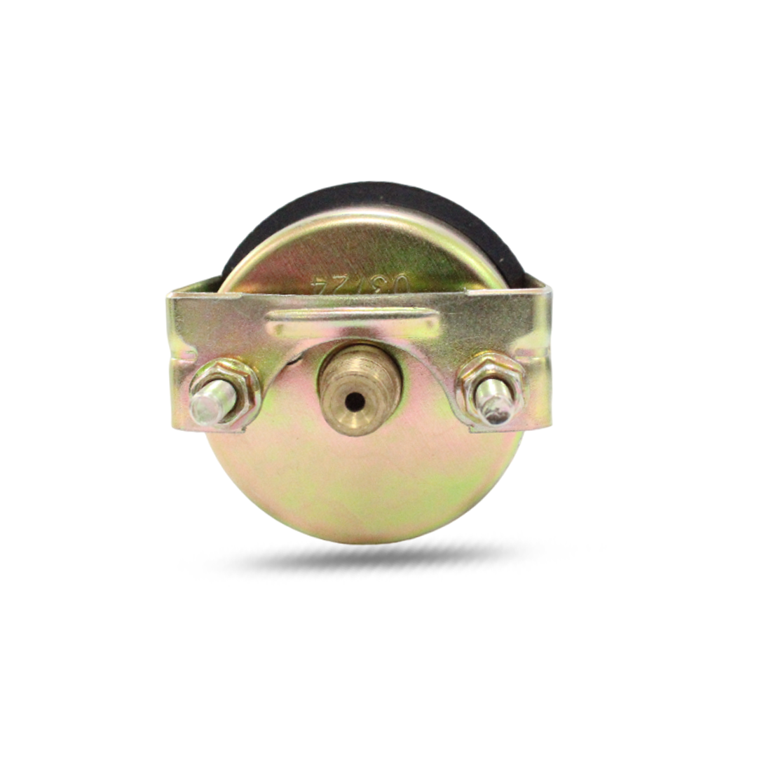 Mounted angle view of 9N9273A oil pressure gauge with brass terminals for tractors