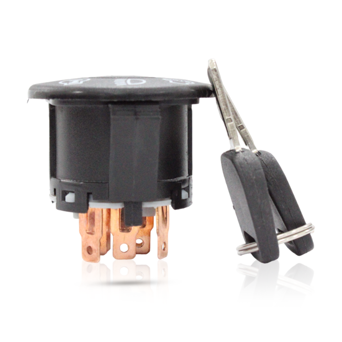 Side angled view of 532175566 ignition switch for John Deere lawn mowers