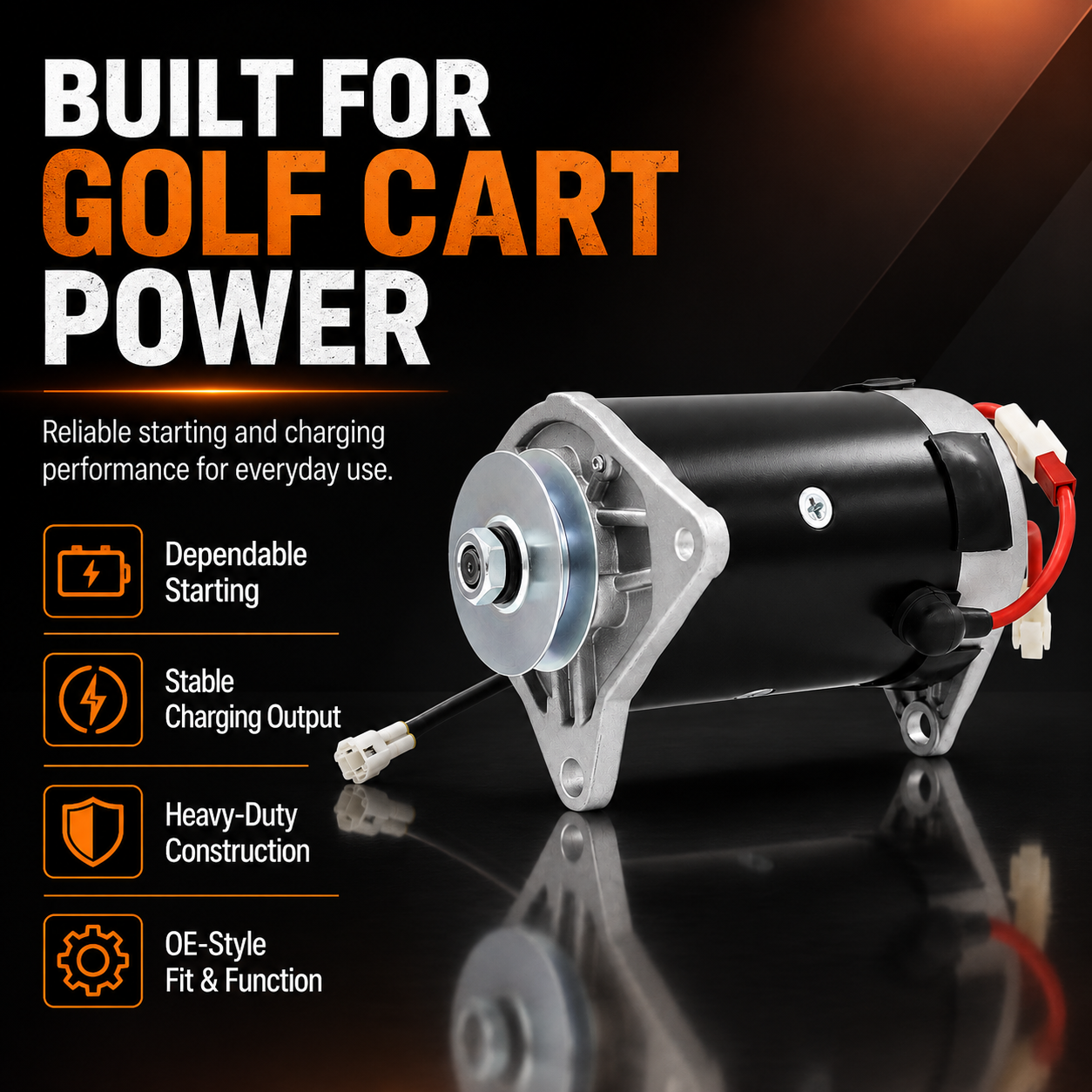 12V 15A Starter Generator fits Yamaha G16-G22, G29 (1996-Present)