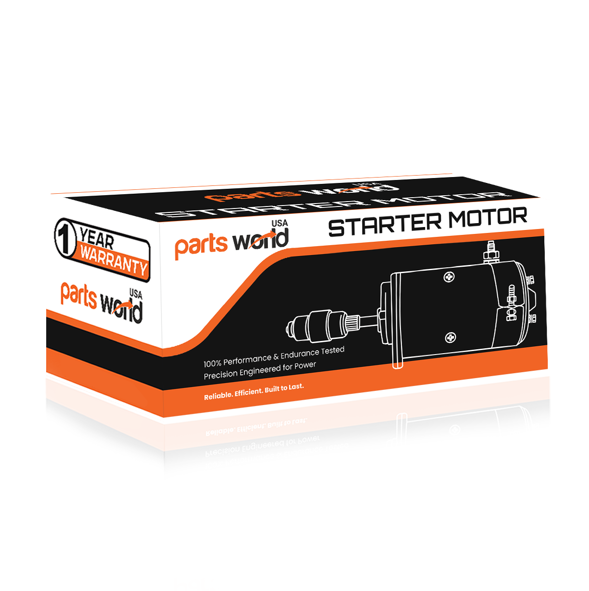 Performance highlight graphic of 6V starter motor for Ford 2N, 8N, and 9N tractors
