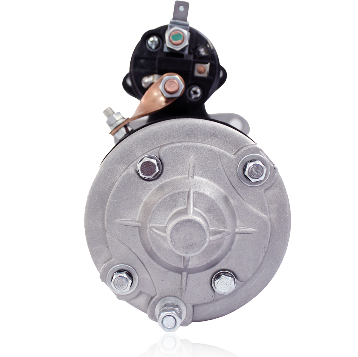  Angled top view of diesel starter motor for MF-135, MF-165 Massey Ferguson tractors
