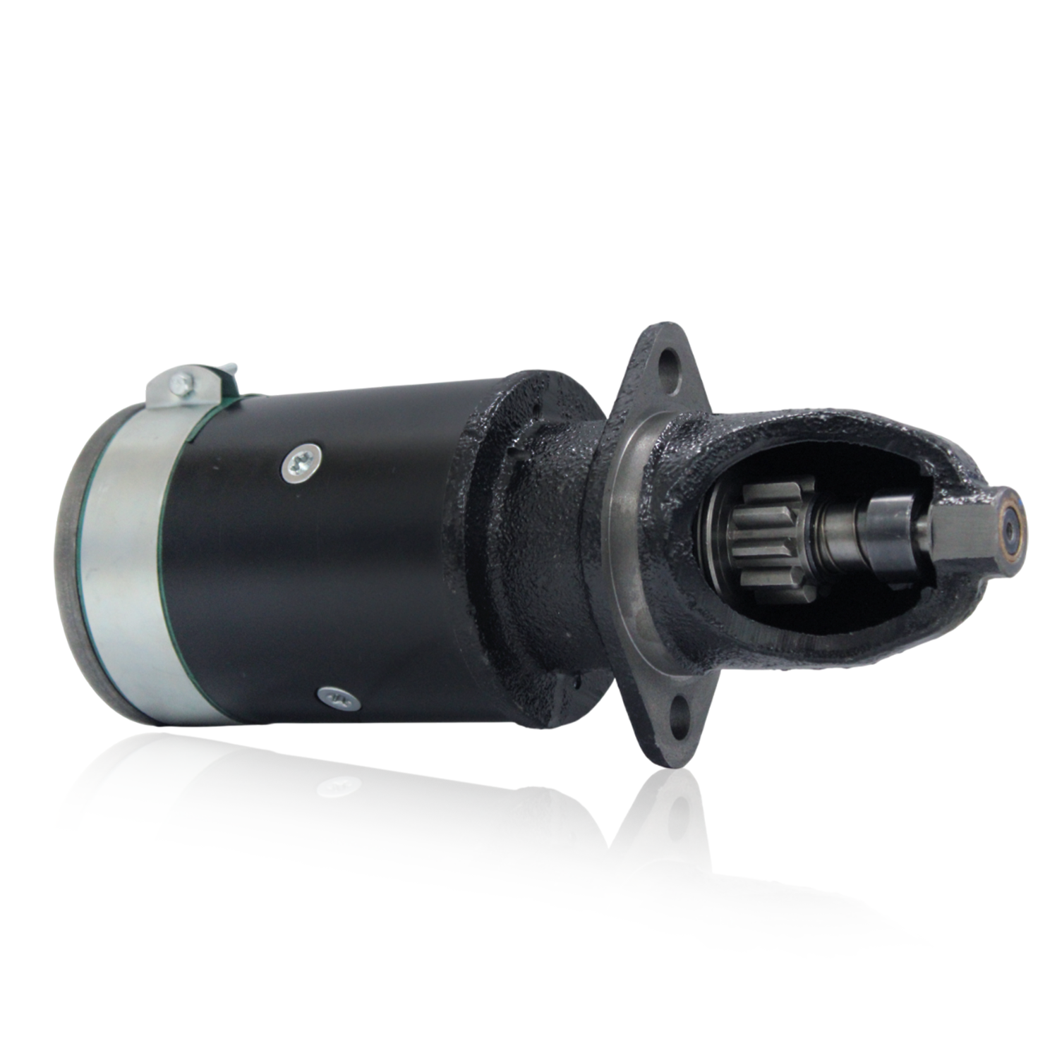 Rear view of 12V starter motor housing for Farmall MV and MTA tractors
