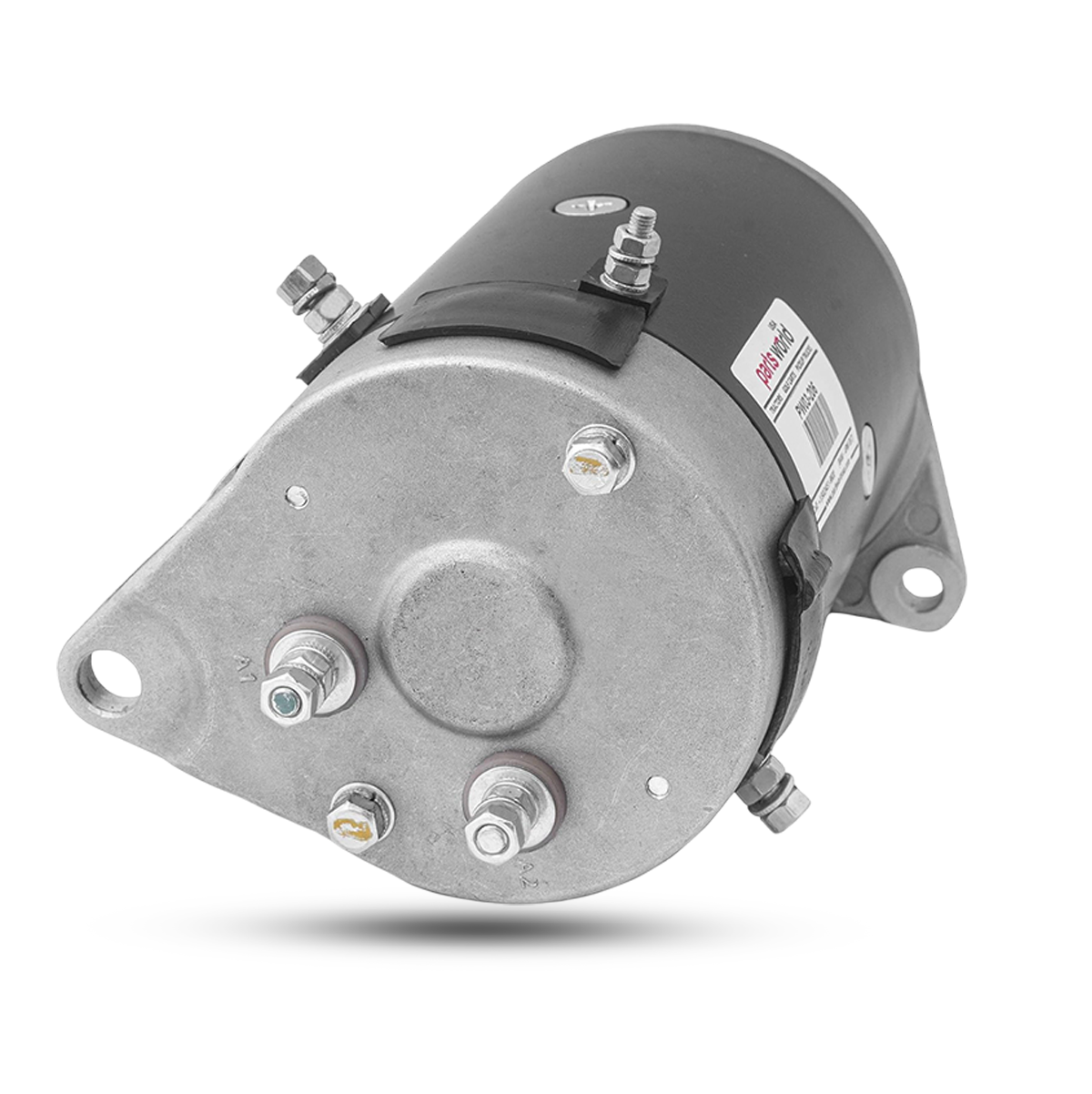 Front view of starter generator showing 3-bolt mounting flange for Club Car models