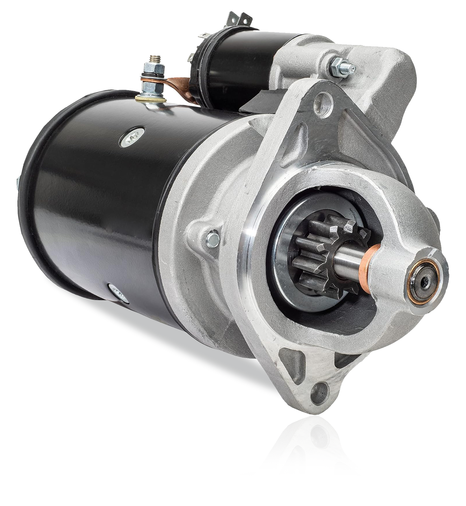  Top angled view of 12V starter motor for Ford 3000 diesel tractors
