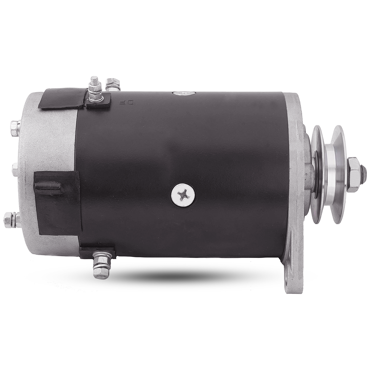 Angled view of starter generator for Club Car DS with red terminal cap detail