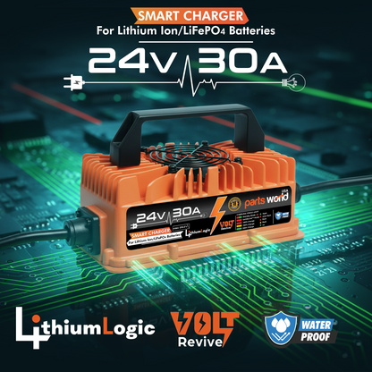 LithiumLogic™ 24V (Max 29.2V) 30A battery charger with SB50 plug
