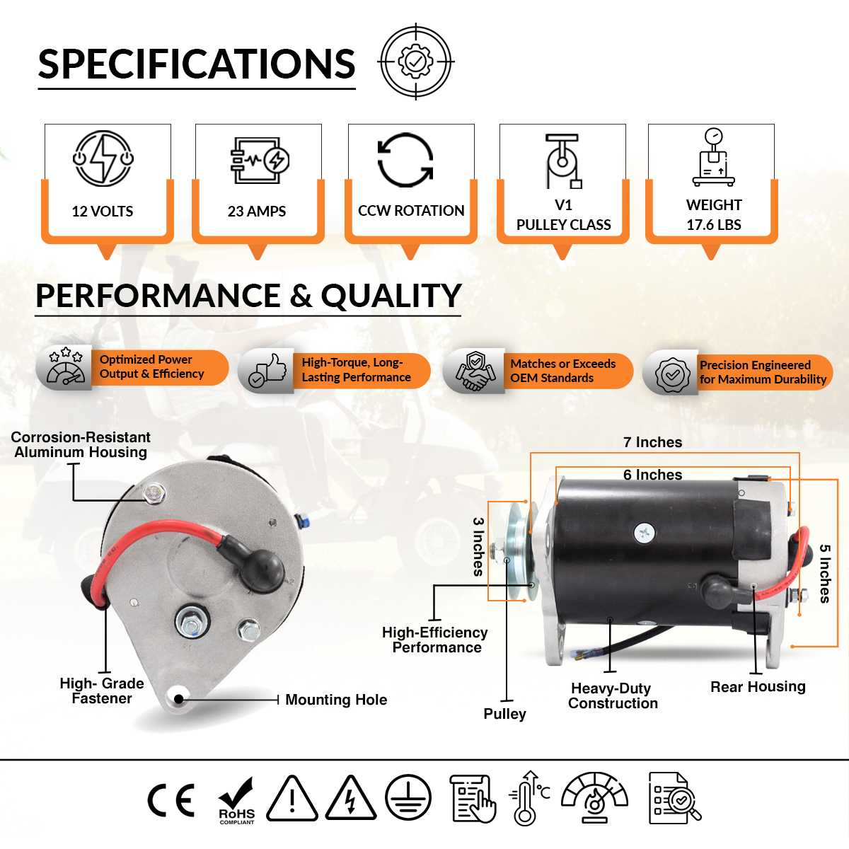 12V 23A Starter Generator fits Yamaha G2 G5 G8 G9 G11 G14 (1985-96)