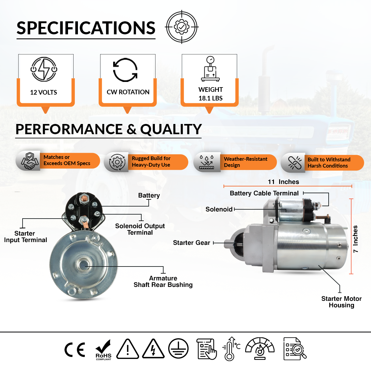 12V 1.5kW Starter Motor fits GMC Chevy Buick Chevrolet Series