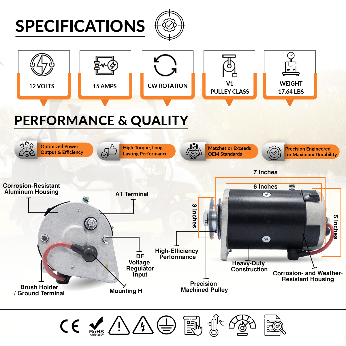 OEM fitment and compatibility chart for 12V 15A starter generator Yamaha G16A