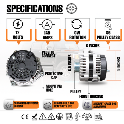 12V 145A Alternator fits GMC Chevy Silverado 1500 (2005-2006) 8302N-6G1