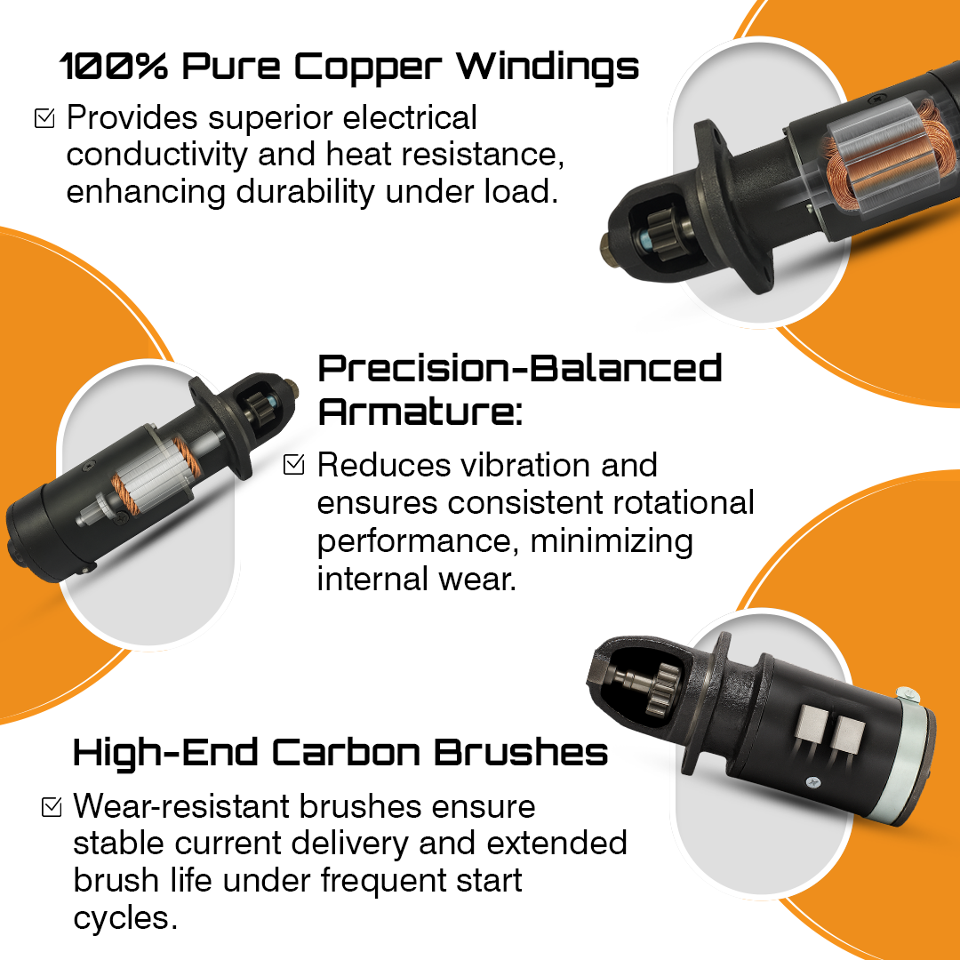 1-year warranty and quality assurance for 6V starter motor – Massey Ferguson
