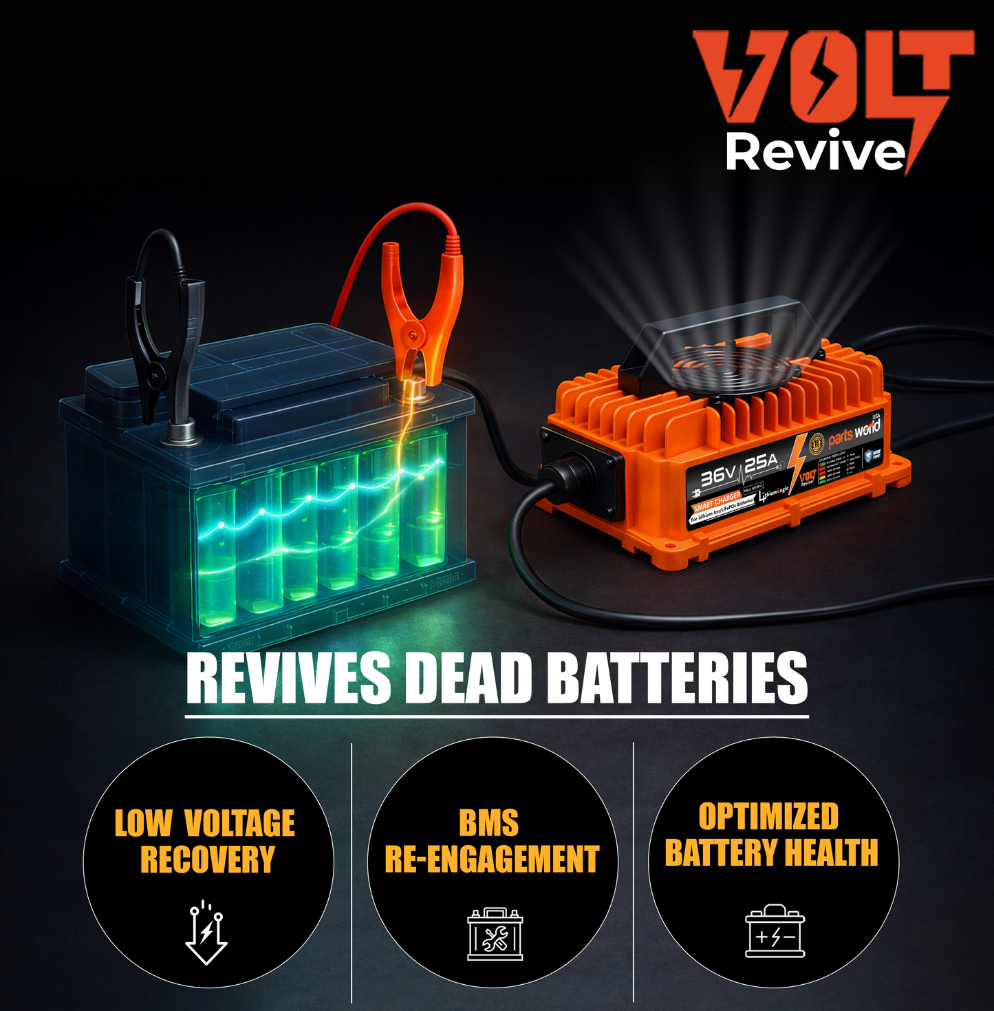 LithiumLogic™ 36V (Max 43.8V) 25A battery charger with M25 Plug