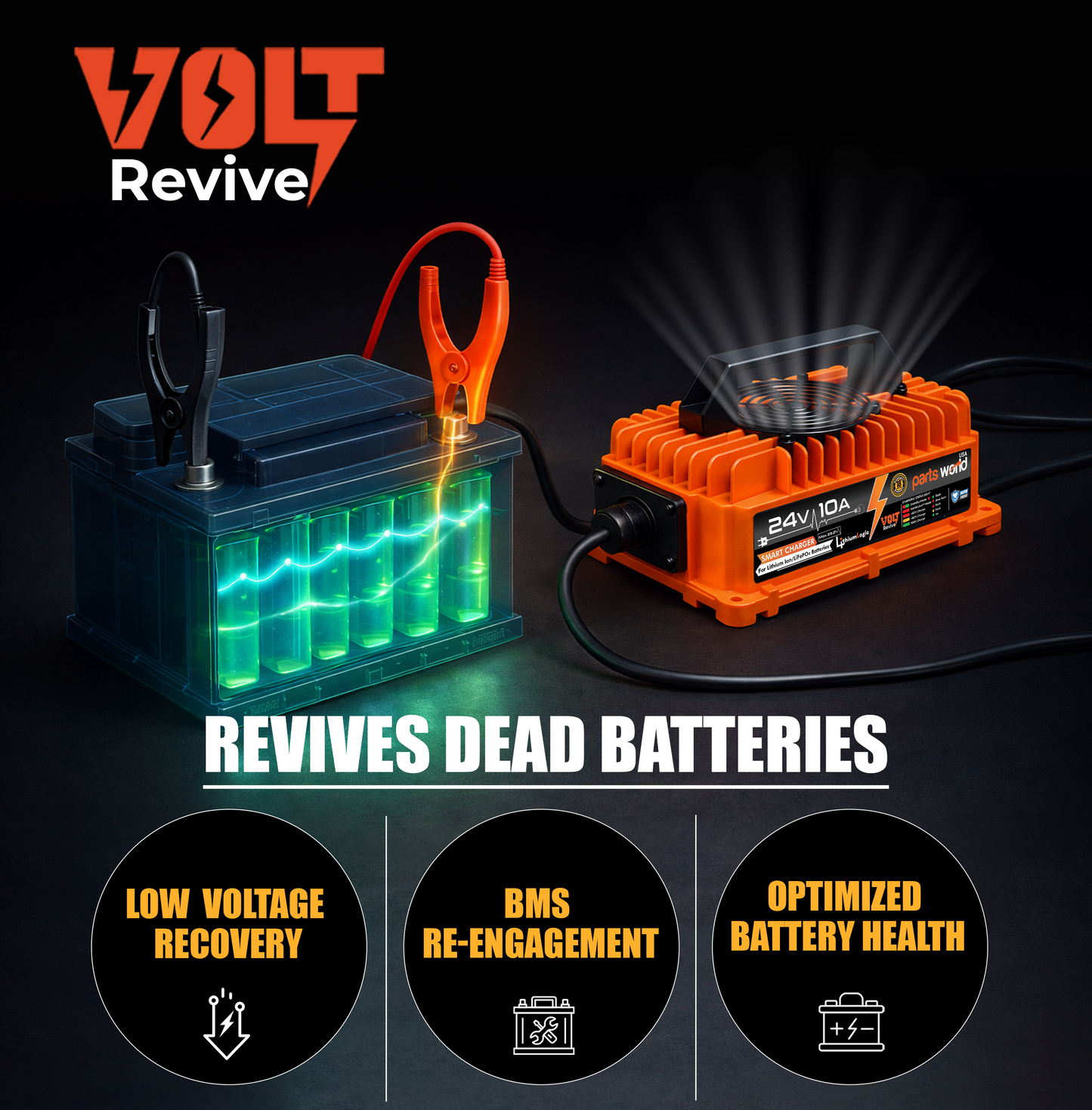 LithiumLogic™ 24V (Max 29.2V) 10A battery charger with SB50 plug