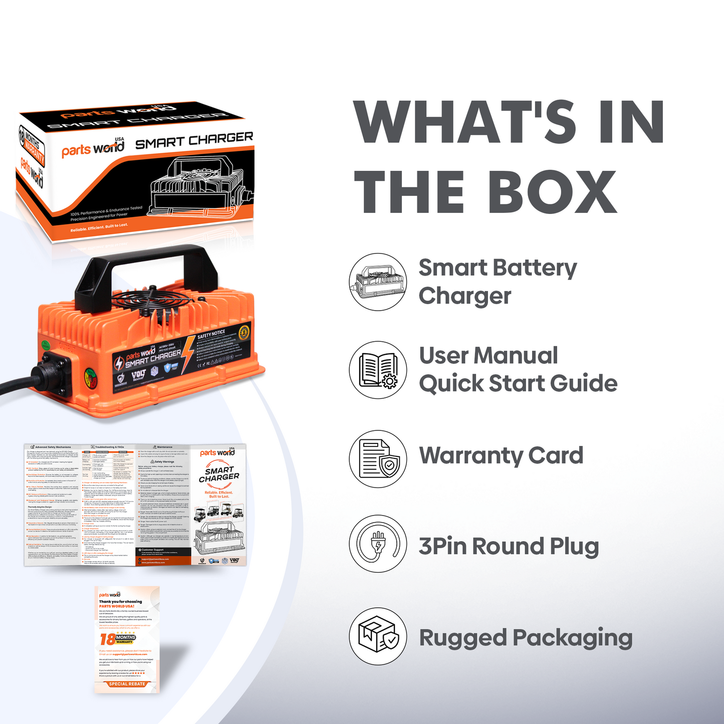 Safe 48V Golf Cart Charger with Overheat and Overcharge Protection
