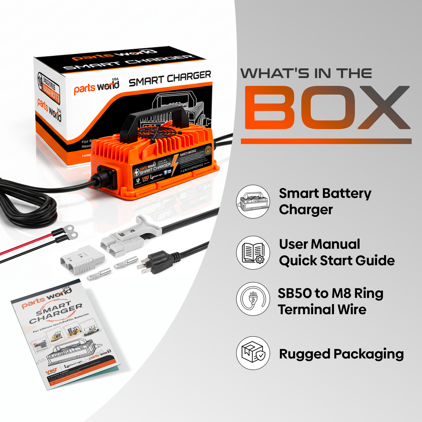 LithiumLogic™ 12V (Max 14.6V) 10A battery charger with SB50 plug