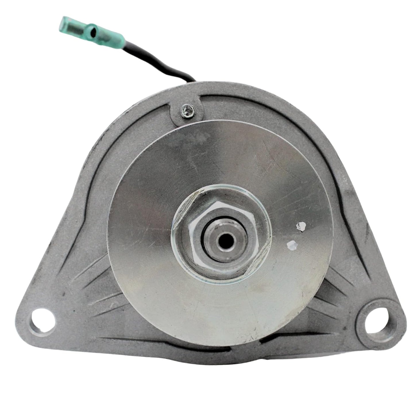  Front view of Yamaha G1A starter generator showing mounting plate and shaft