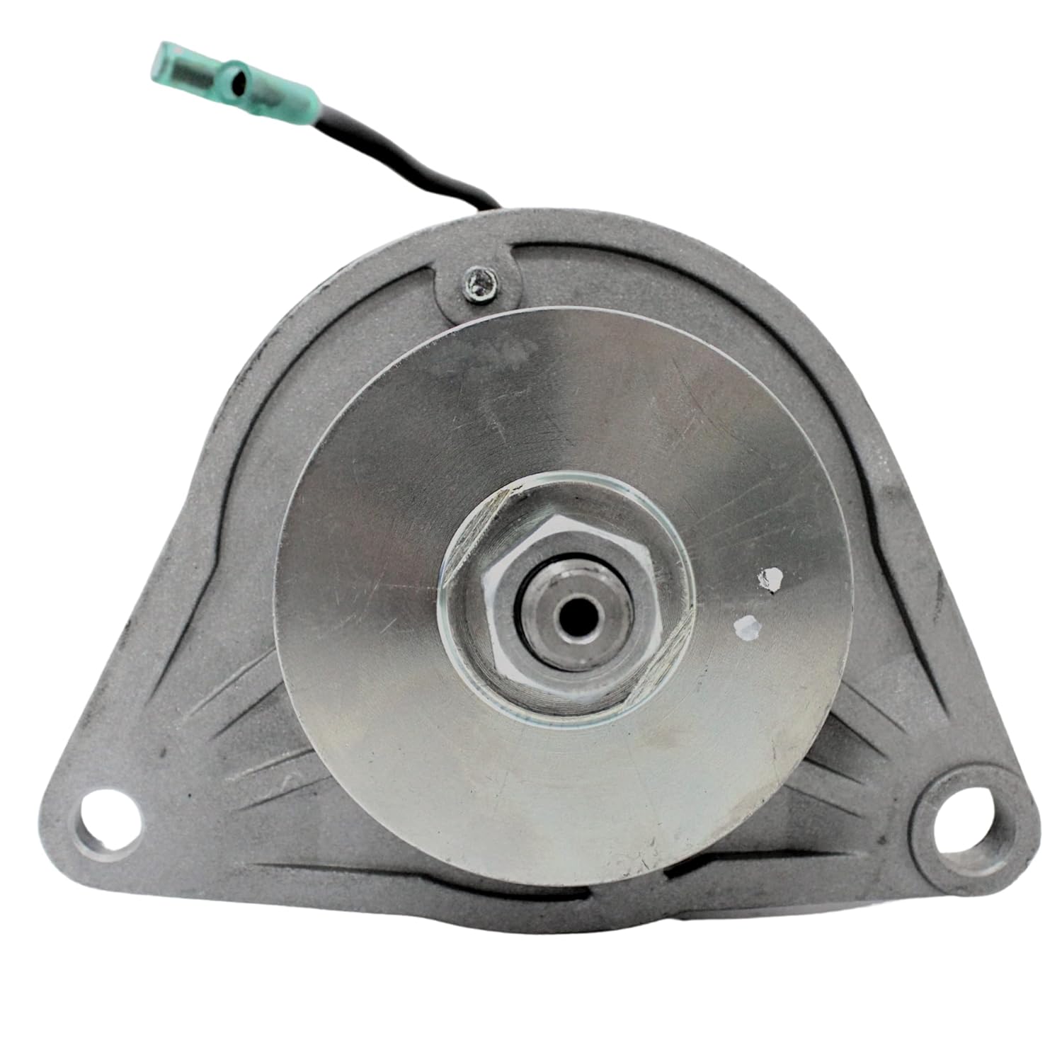  Front view of Yamaha G1A starter generator showing mounting plate and shaft