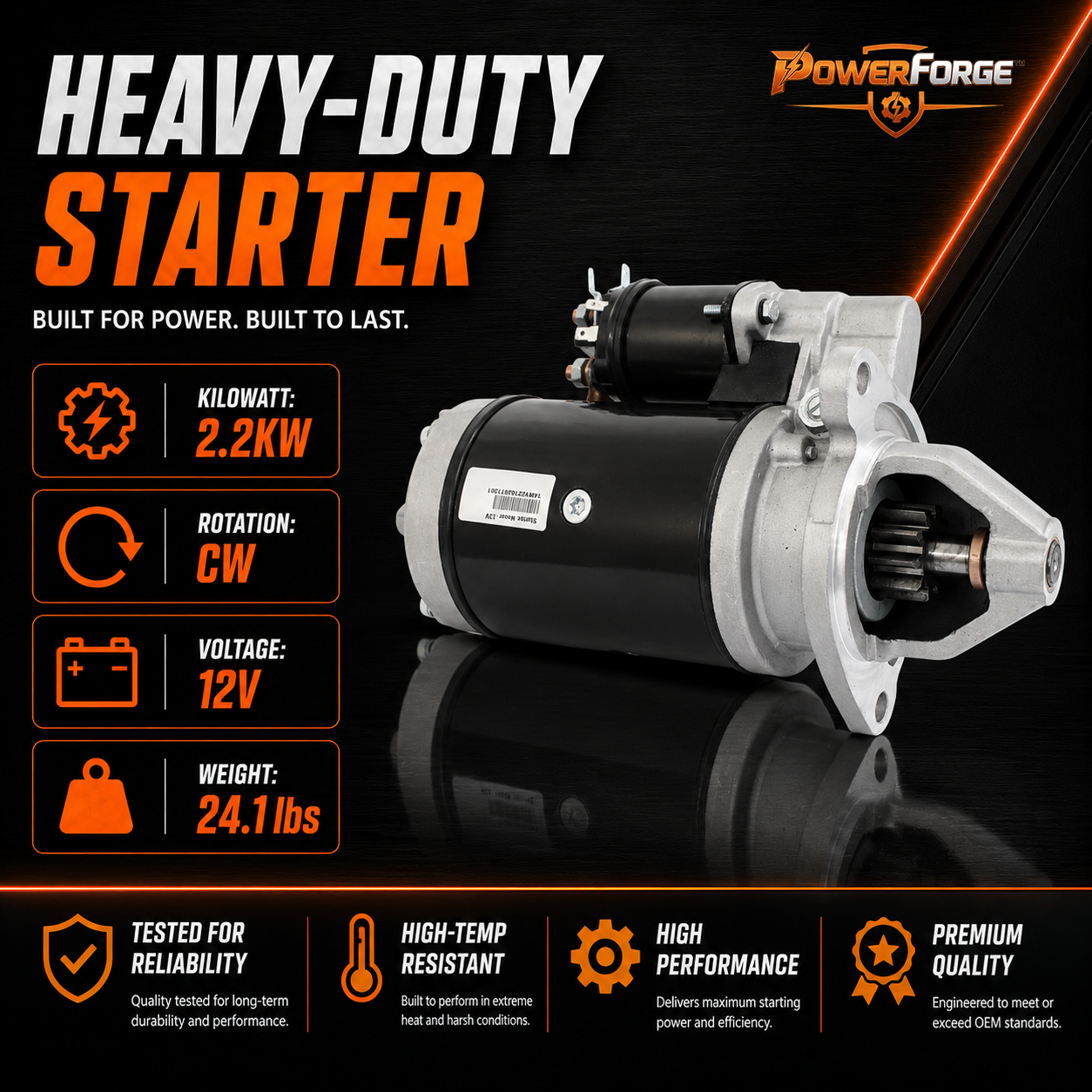 12V 2,2kW Anlassermotor passend für Massey Ferguson MF-135 MF-150 MF165