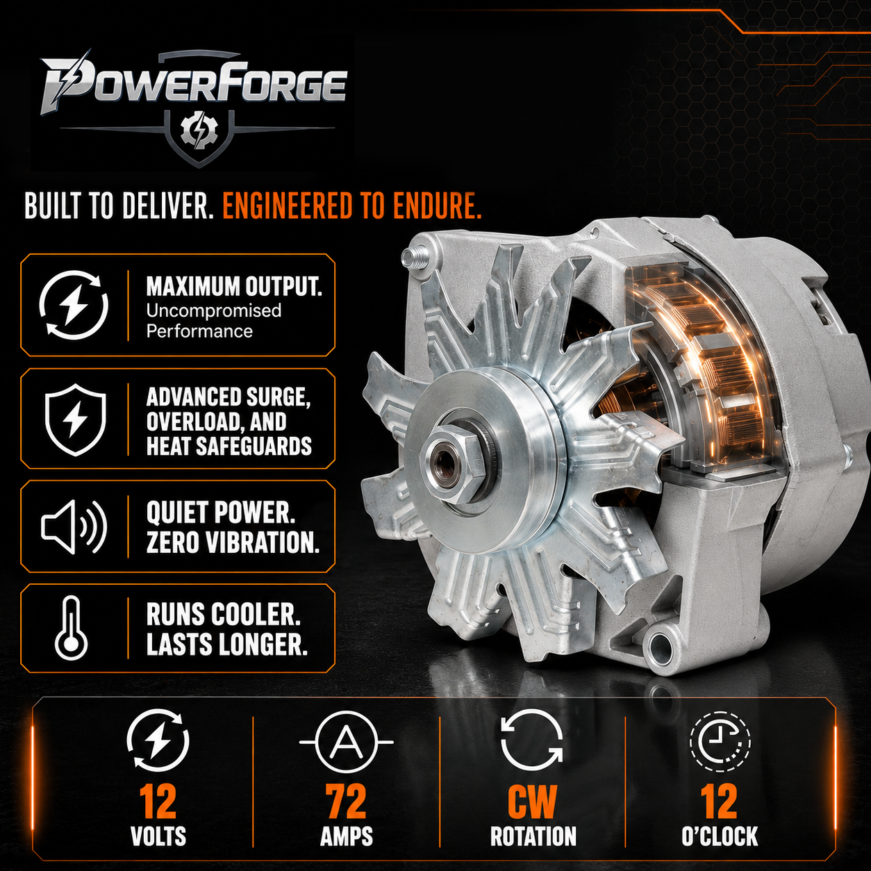 12V 72A Lichtmaschine passend für Allis Chalmers 7000 7010, FORD 296C (1985-1992)